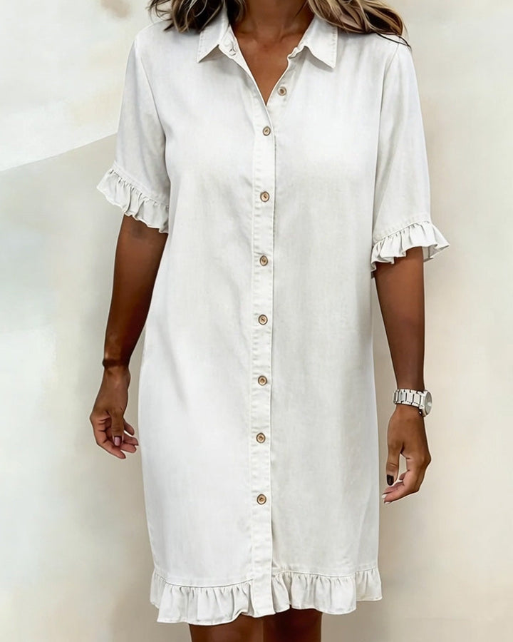 Lolaphyne | Comfortable Denim Dress with Flattering Pleats