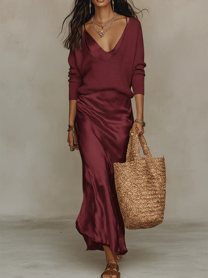 Elena | Satin Midi Dress