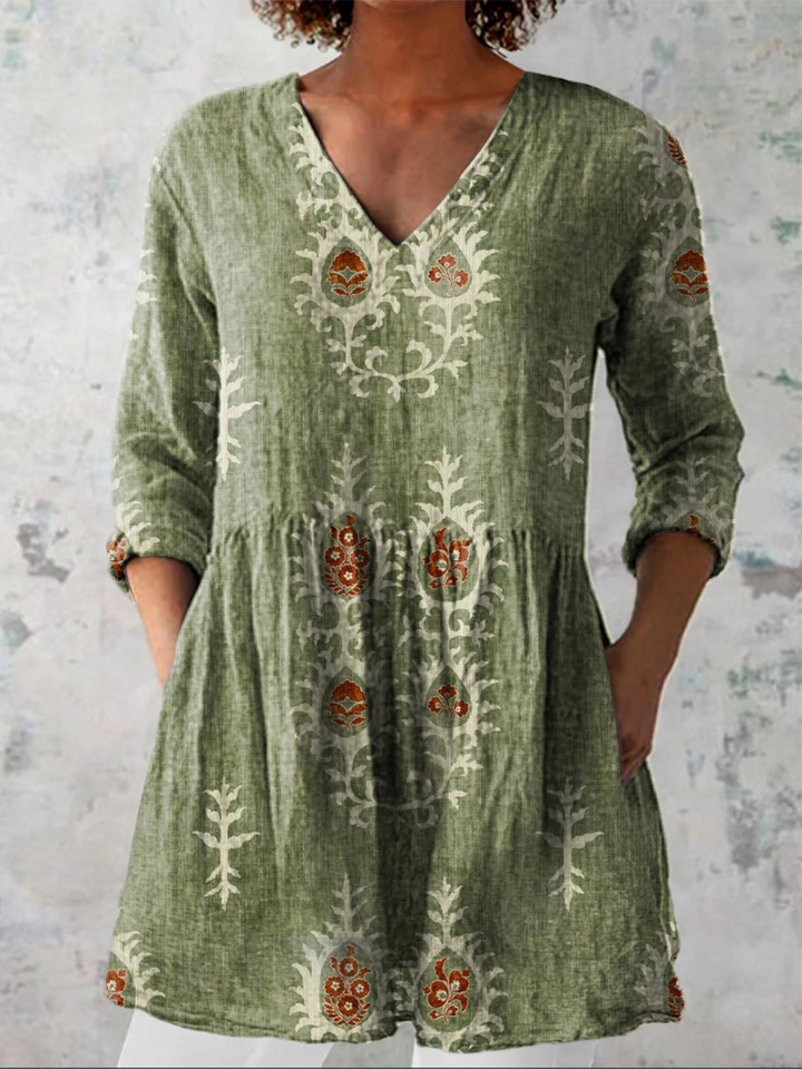 Maeve | Vintage Long V-Neck Shirt