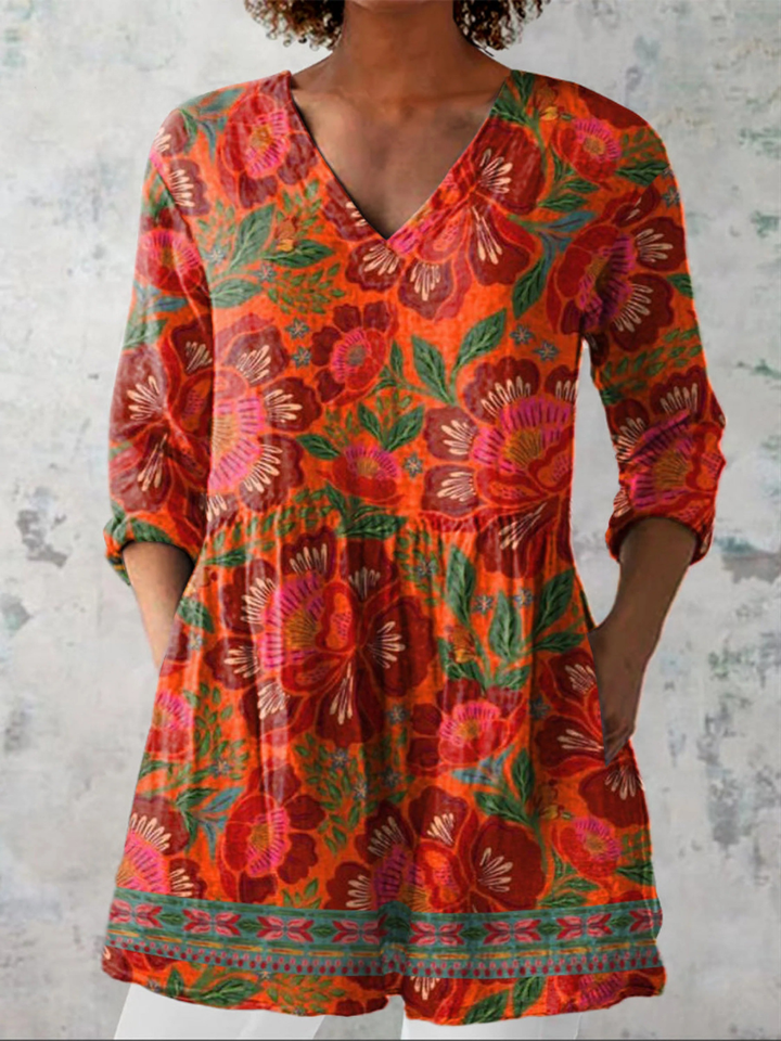 Felicity | Long Vintage V-Neck Shirt