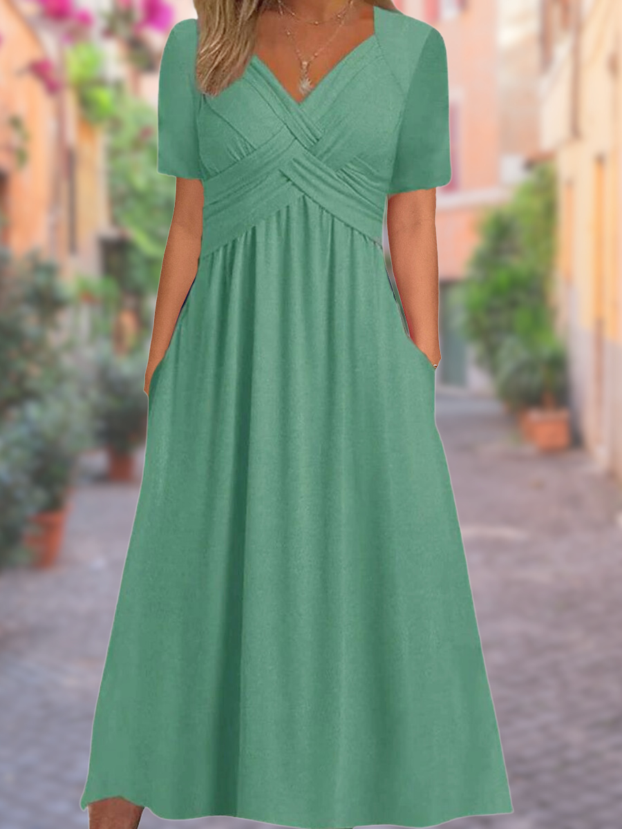 Sylvia | V-Neck Dress Covering the Belly