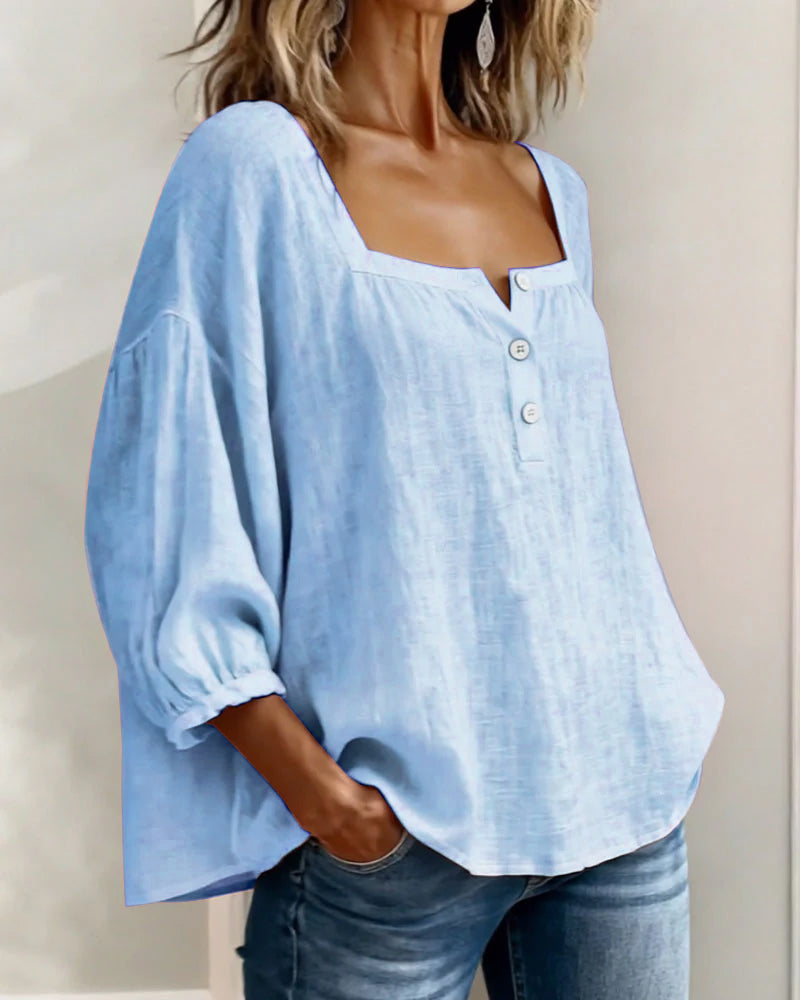Elina | Elegant Square Collar Blouse