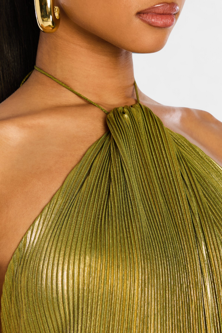 Emma | Metallic Backless Halter Dress