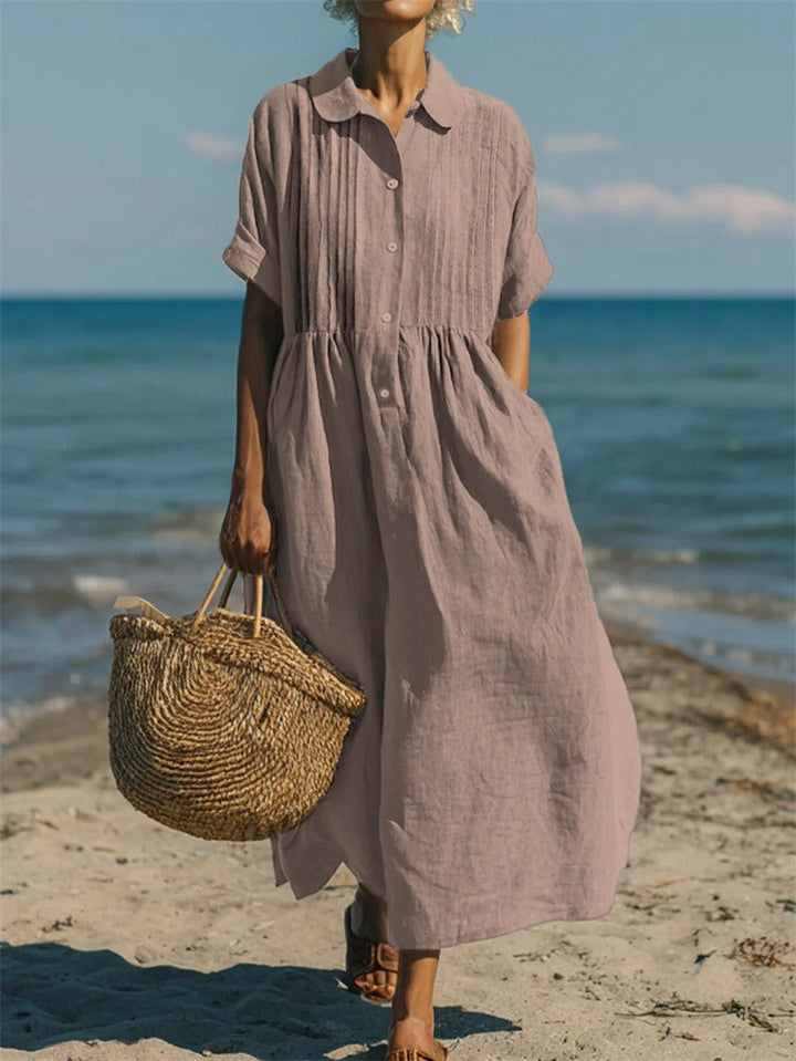 Arianne | Elegant Fluid Cotton Shirt Dress