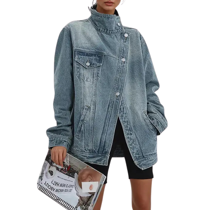 Sarah | Trendy Asymmetrical Button Jacket Street Style