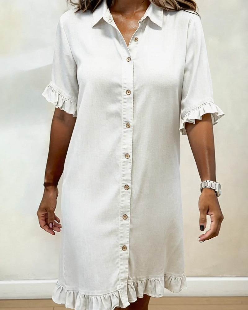 Lolaphyne | Comfortable Denim Dress with Flattering Pleats