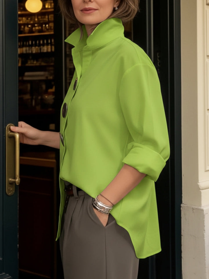 Rosaline | High-neck Blouse with Decorative Buttons