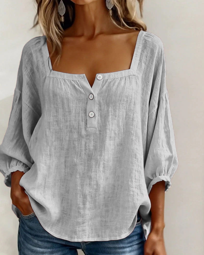 Elina | Elegant Square Collar Blouse