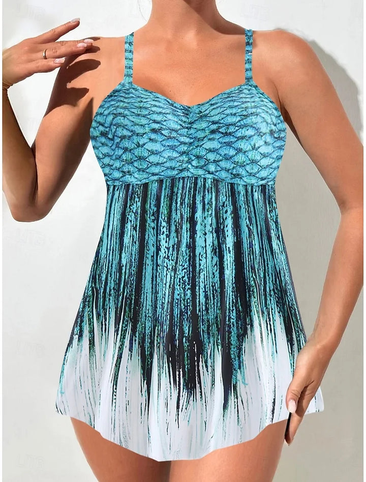 Perla | Mermaid Print Swimsuit Set with Tummy Coverage