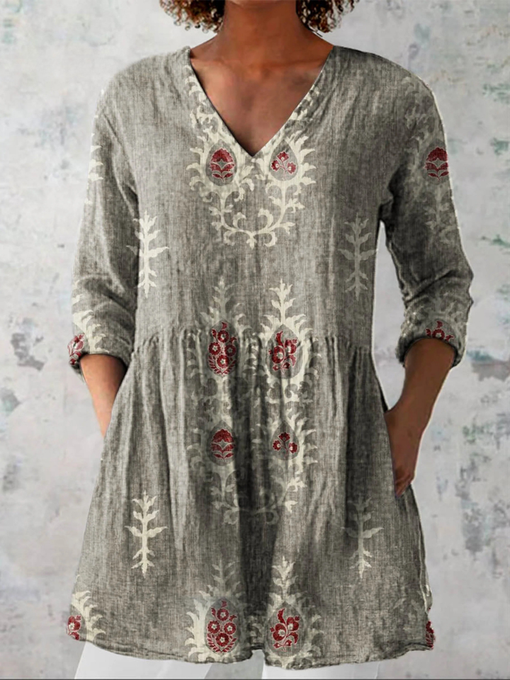Maeve | Vintage Long V-Neck Shirt