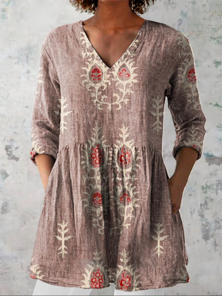 Maeve | Vintage Long V-Neck Shirt