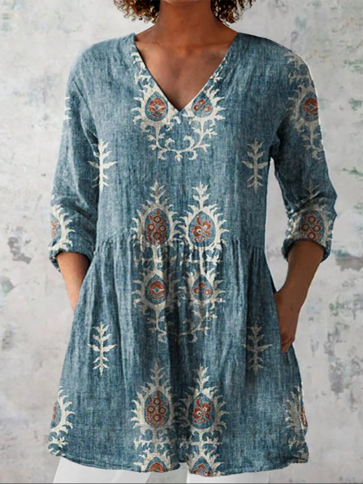 Maeve | Vintage Long V-Neck Shirt