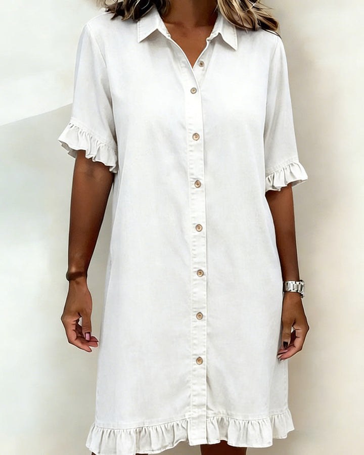 Lolaphyne | Comfortable Denim Dress with Flattering Pleats