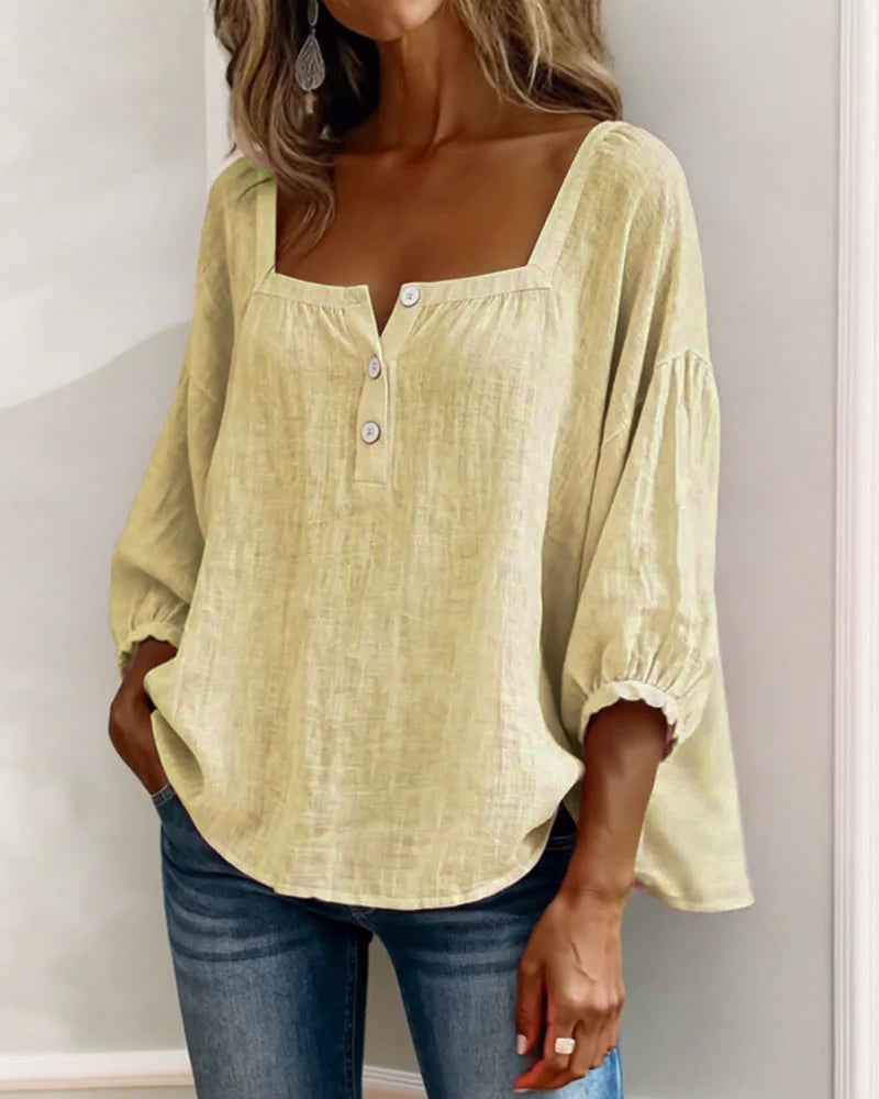 Elina | Elegant Square Collar Blouse