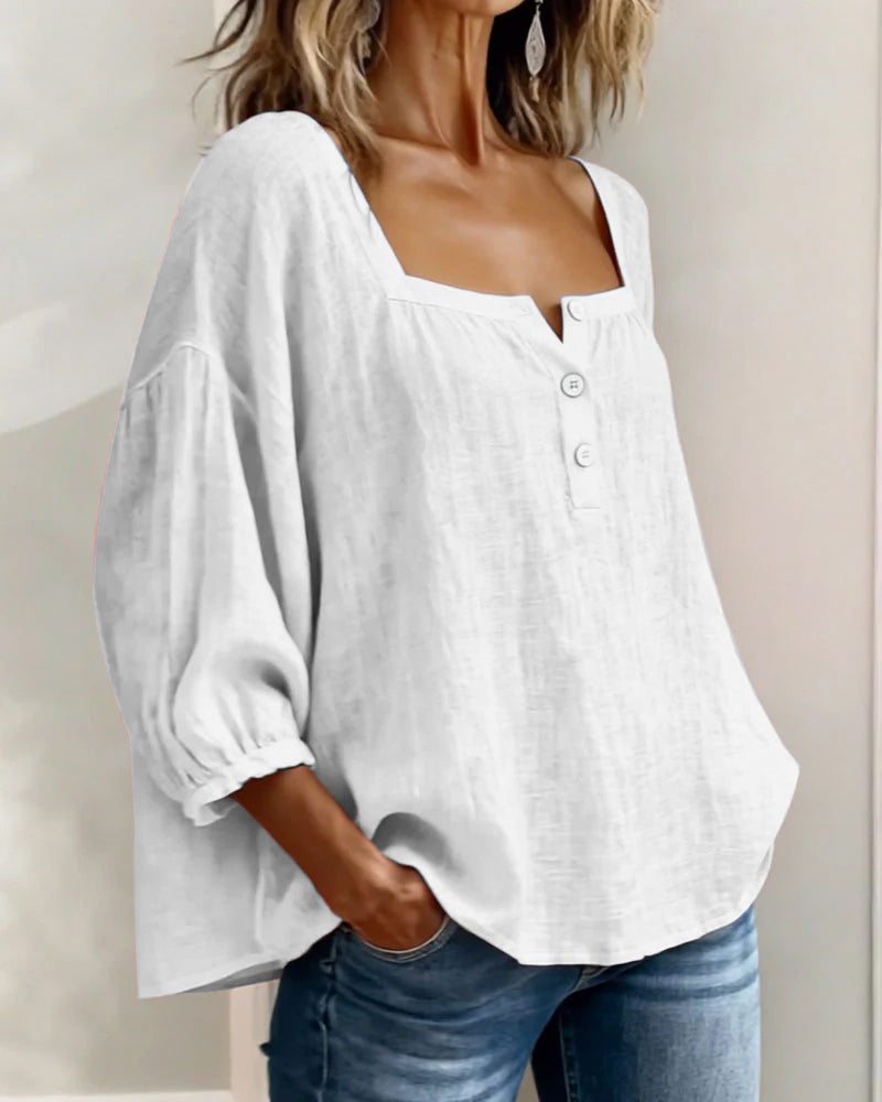 Elina | Elegant Square Collar Blouse