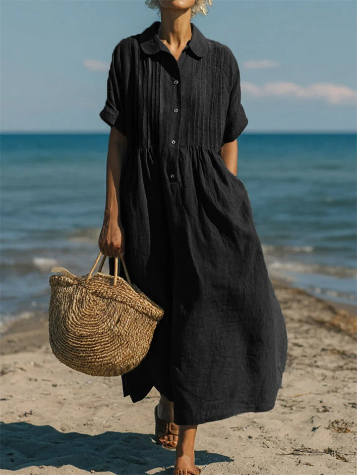 Arianne | Elegant Fluid Cotton Shirt Dress