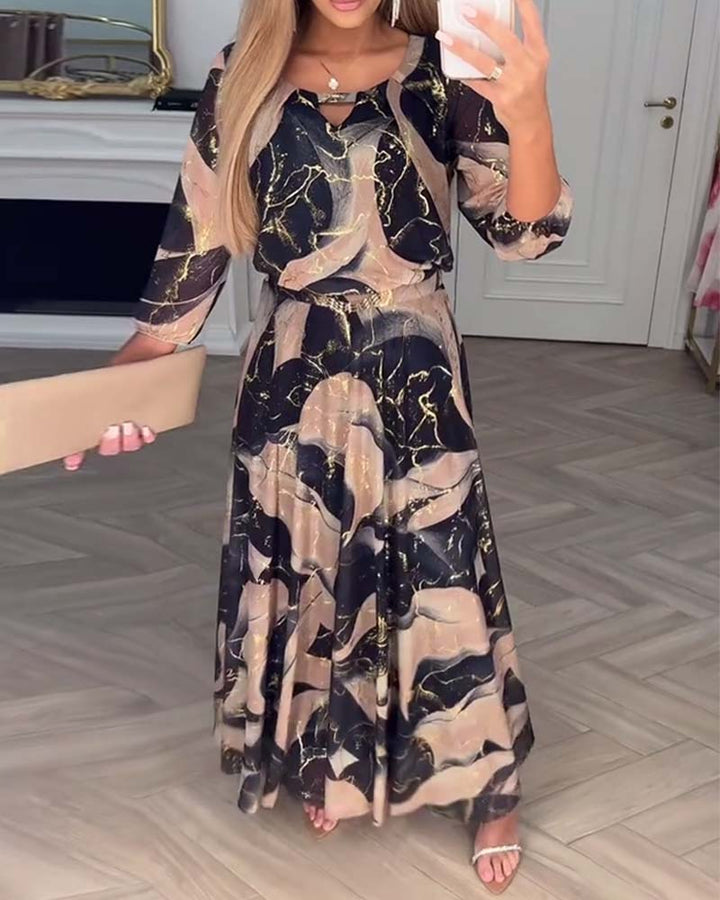 Marivelle™ | Printed Dress with Defined Waist
