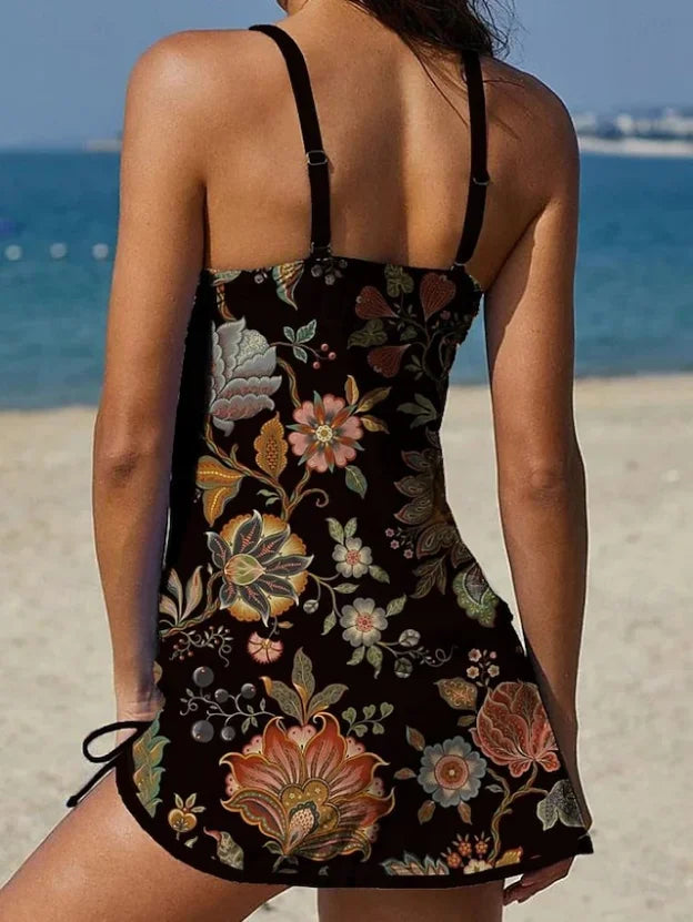 Fiesta | Floral Tankini Set with Tummy Covering Graphic