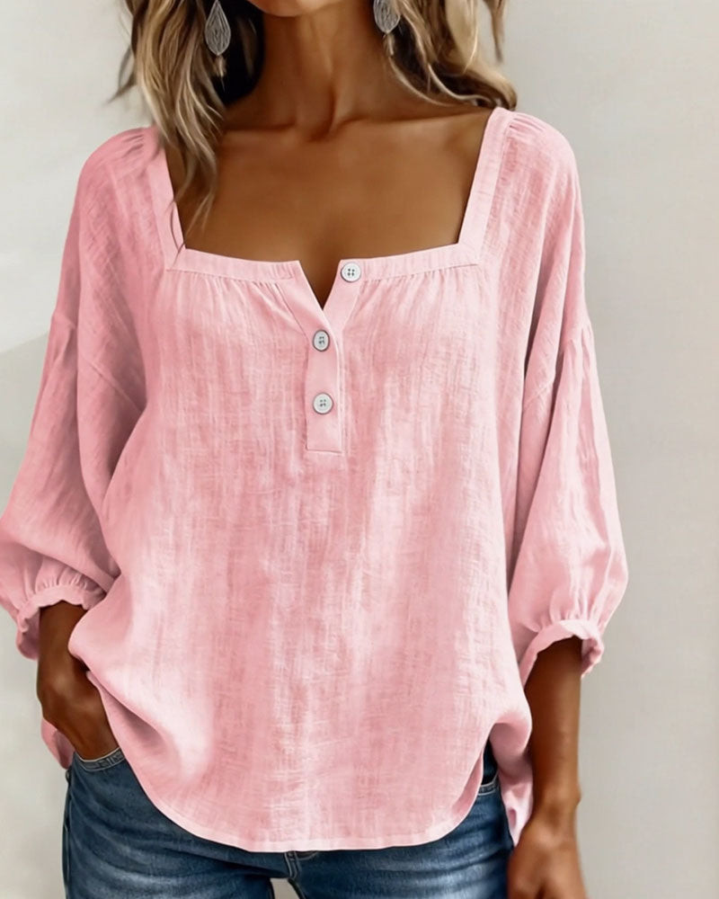 Elina | Elegant Square Collar Blouse