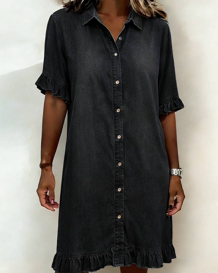 Lolaphyne | Comfortable Denim Dress with Flattering Pleats