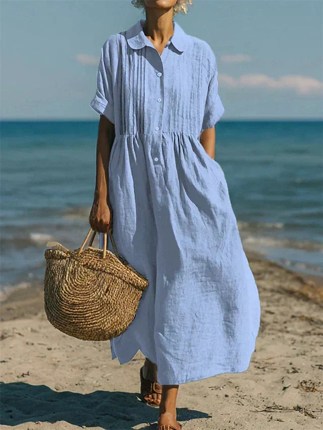Arianne | Elegant Fluid Cotton Shirt Dress