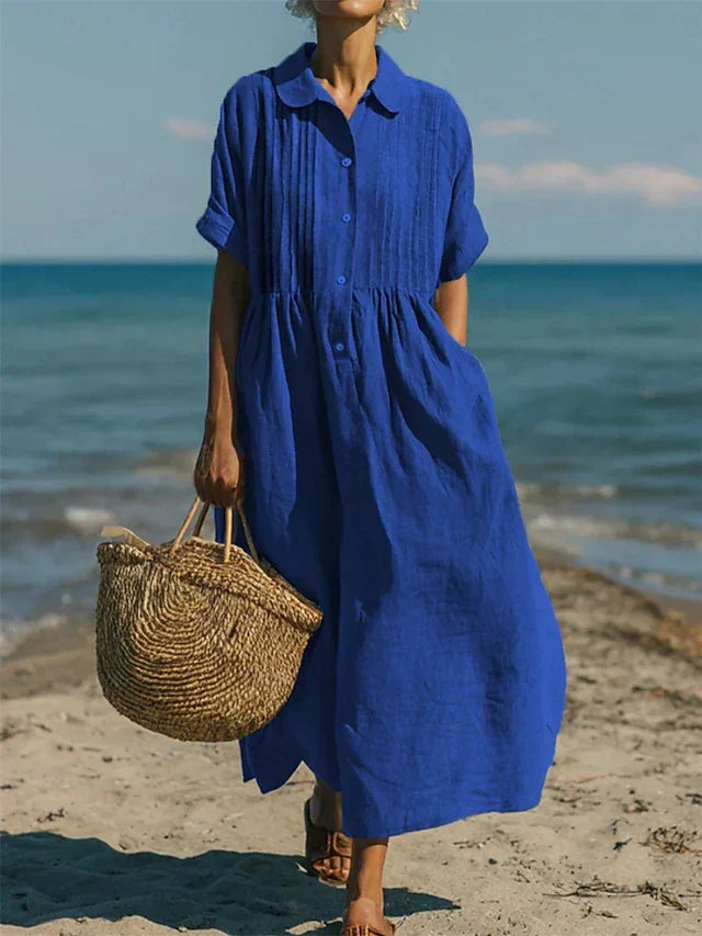 Arianne | Elegant Fluid Cotton Shirt Dress