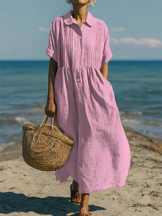 Arianne | Elegant Fluid Cotton Shirt Dress