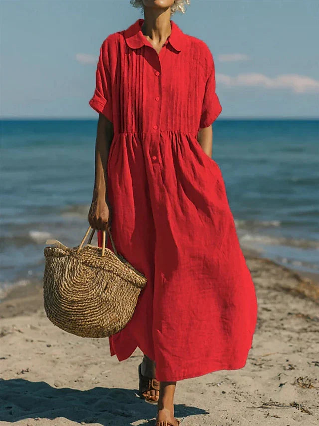 Arianne | Elegant Fluid Cotton Shirt Dress