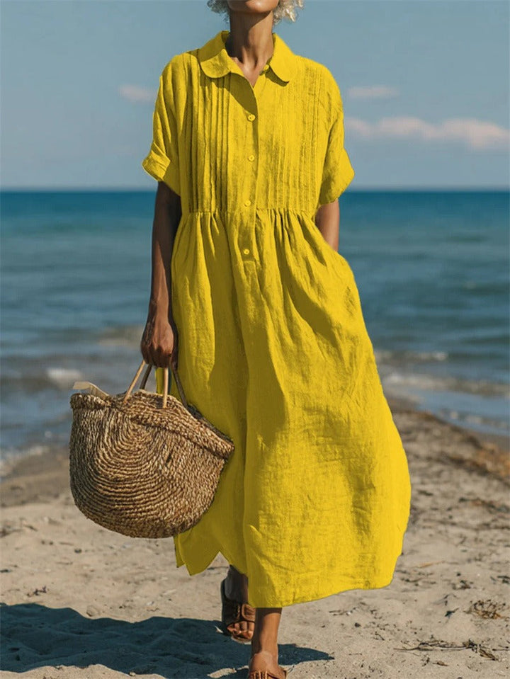 Arianne | Elegant Fluid Cotton Shirt Dress
