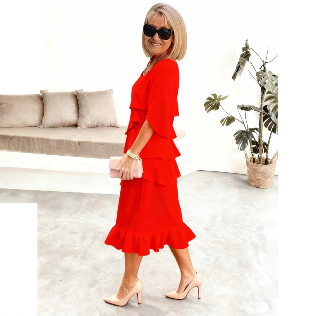 Anna | Elegant Midi Dress with Ruffles