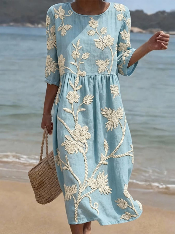 Raquel | Vintage Dress with Embroidered Print