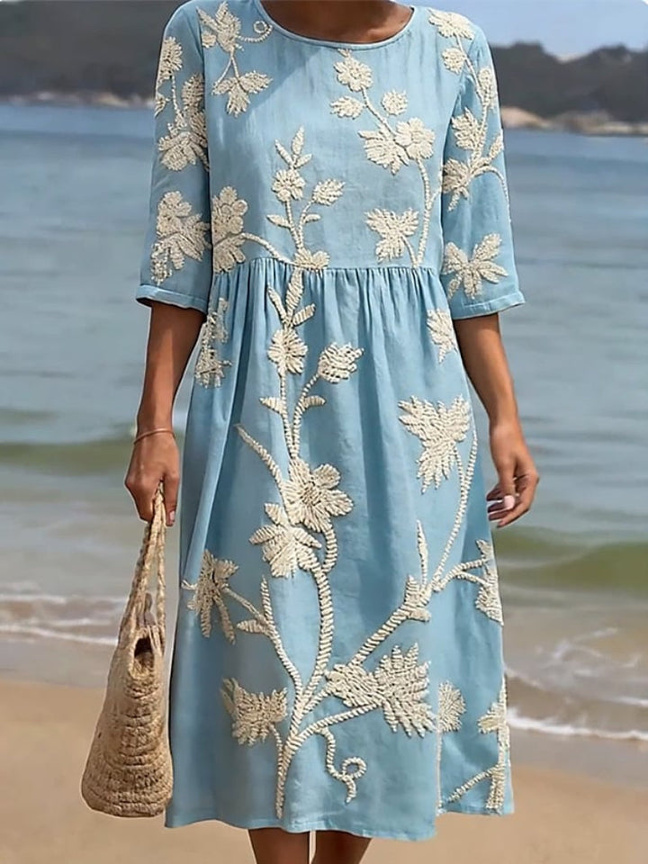 Raquel | Vintage Dress with Embroidered Print