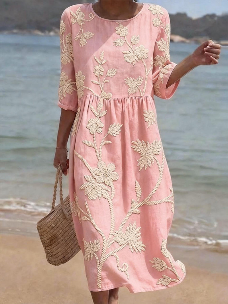 Raquel | Vintage Dress with Embroidered Print
