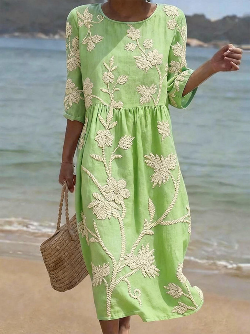 Raquel | Vintage Dress with Embroidered Print