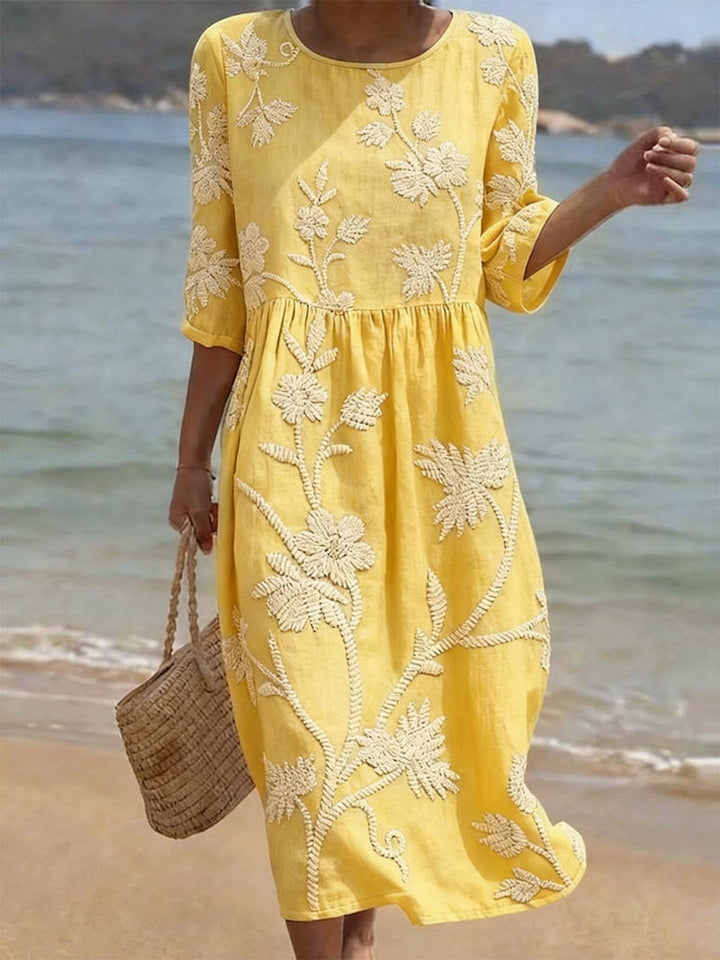 Raquel | Vintage Dress with Embroidered Print