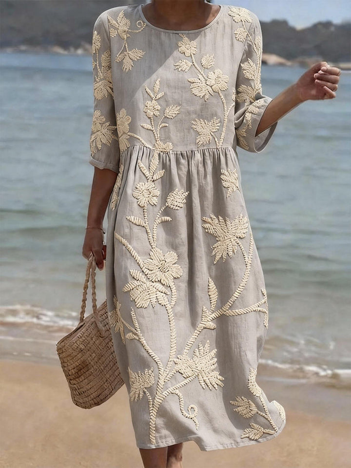 Raquel | Vintage Dress with Embroidered Print