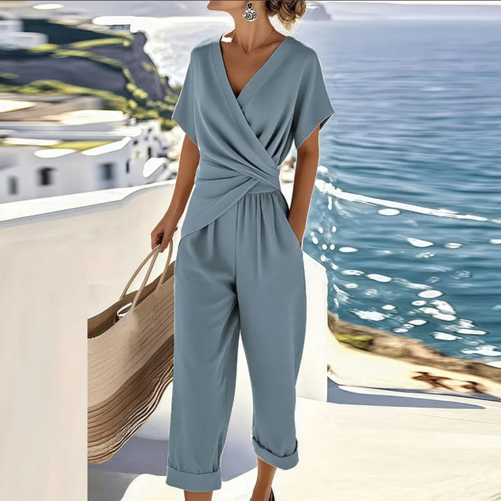 Colleen™ Elegant Two-Piece Set | Cross Top and Short Pants