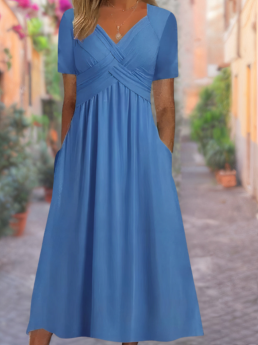 Sylvia | V-Neck Dress Covering the Belly