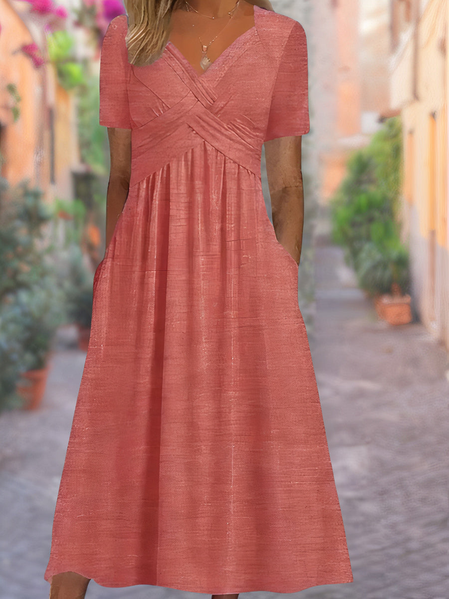 Sylvia | V-Neck Dress Covering the Belly