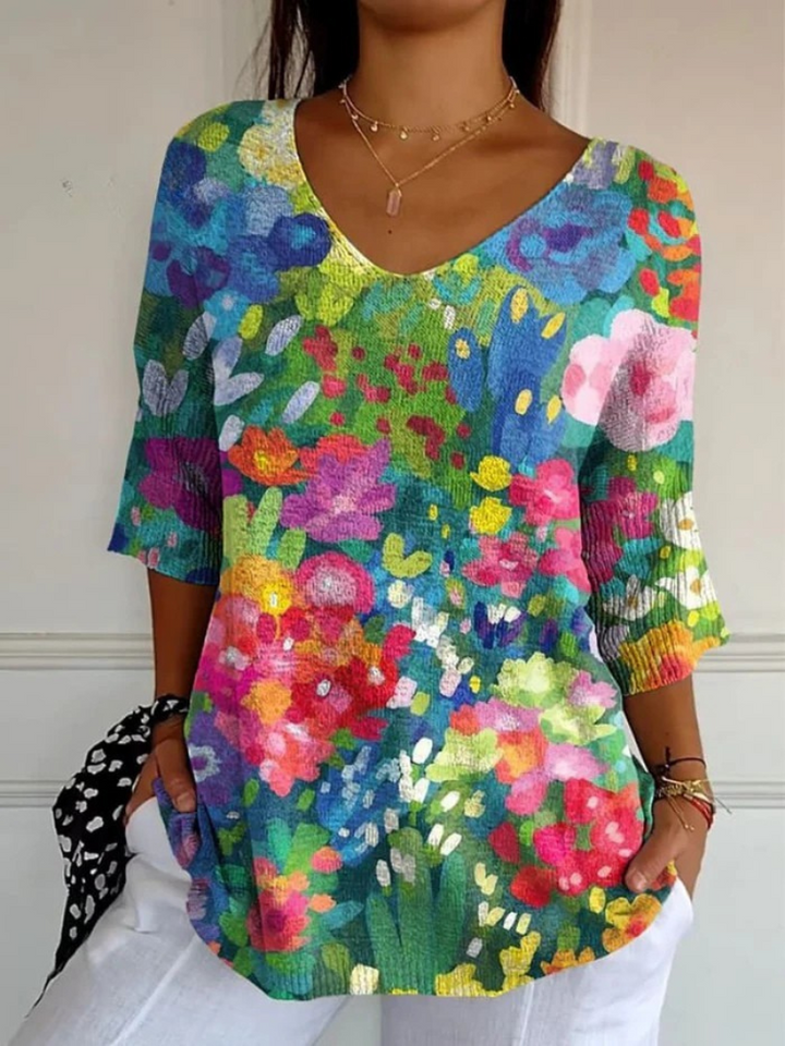 Women's Floral Pattern Knit Pullover