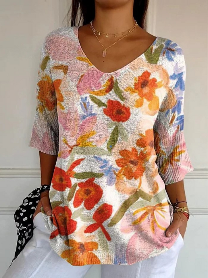 Floral Pattern Vintage Pullover for Women