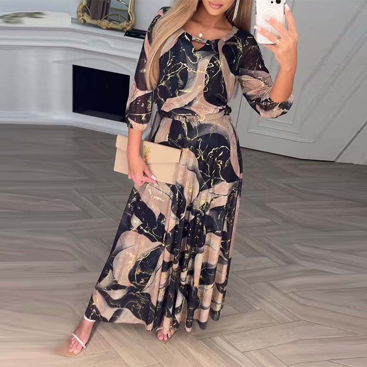 Marivelle™ | Printed Dress with Defined Waist