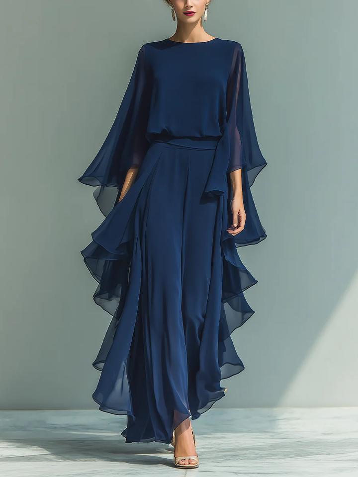 Aurora | Elegant Chiffon Set with Ruffles