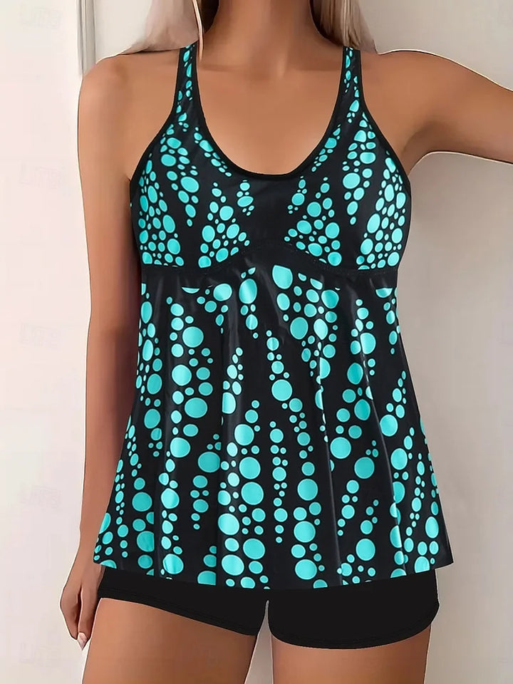 Jade | Tankini Set with Bubble Print that Covers the Stomach