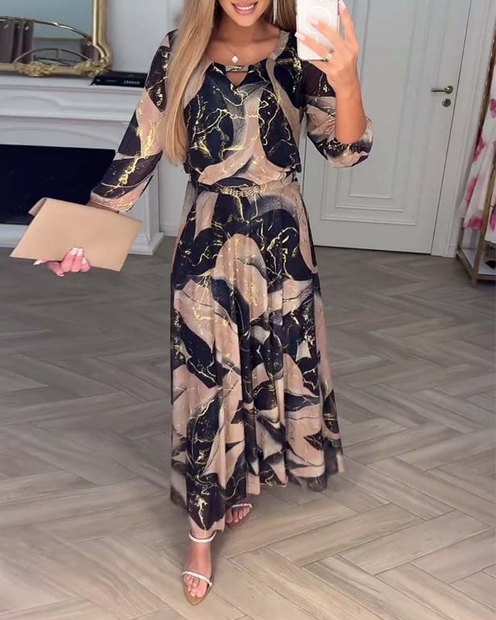Marivelle™ | Printed Dress with Defined Waist