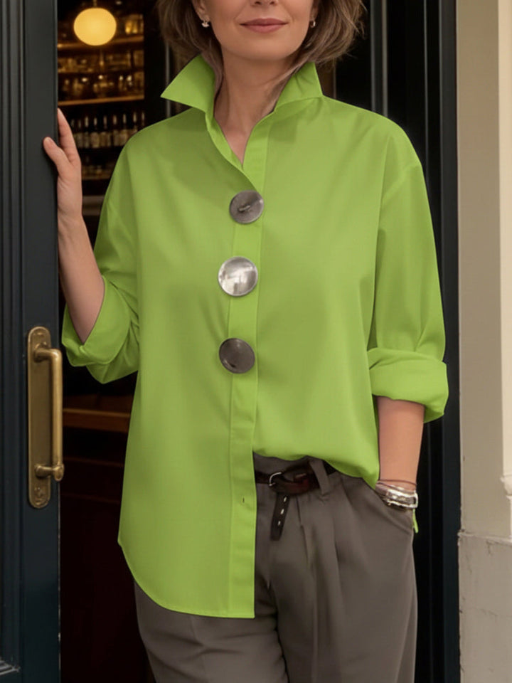 Rosaline | High-neck Blouse with Decorative Buttons