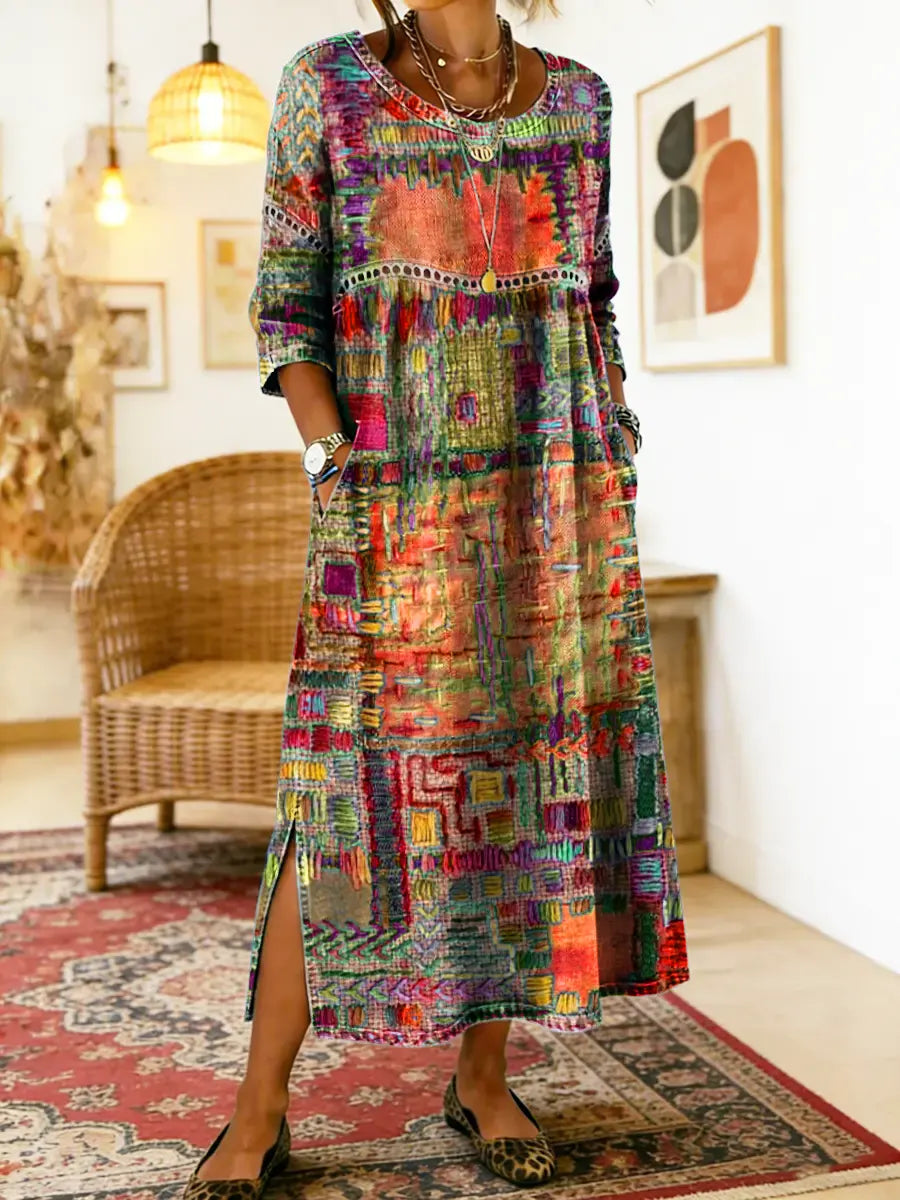 Marjan | Denim Dress with Unique Print