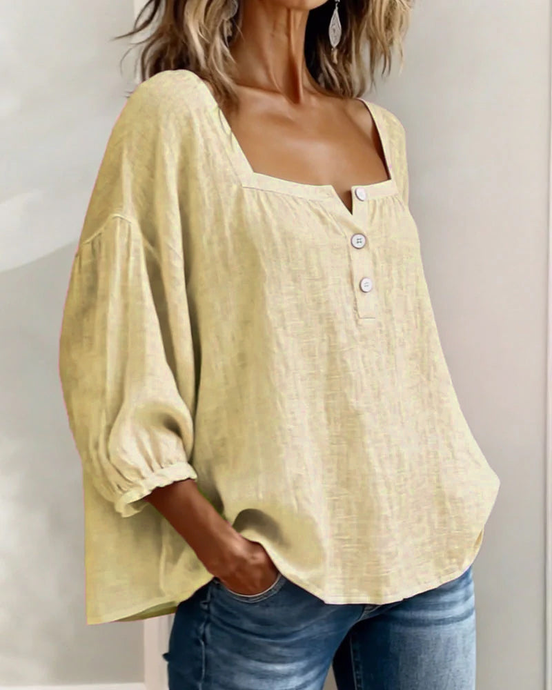 Elina | Elegant Square Collar Blouse