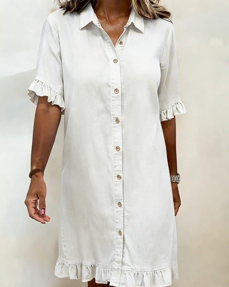 Lolaphyne | Comfortable Denim Dress with Flattering Pleats