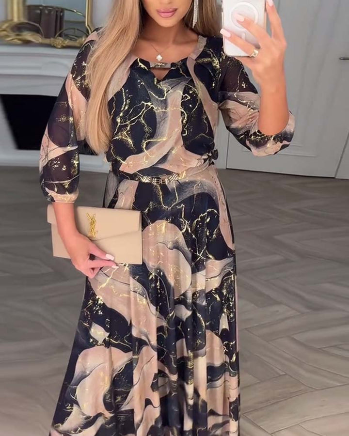 Marivelle™ | Printed Dress with Defined Waist